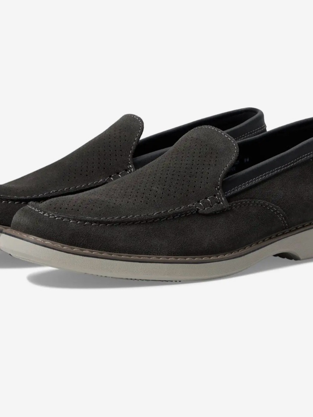 NUNN BUSH OTTO MOC TOE SLIP ON LEATHER SHOES Men's Size 10.5 GREY NEW